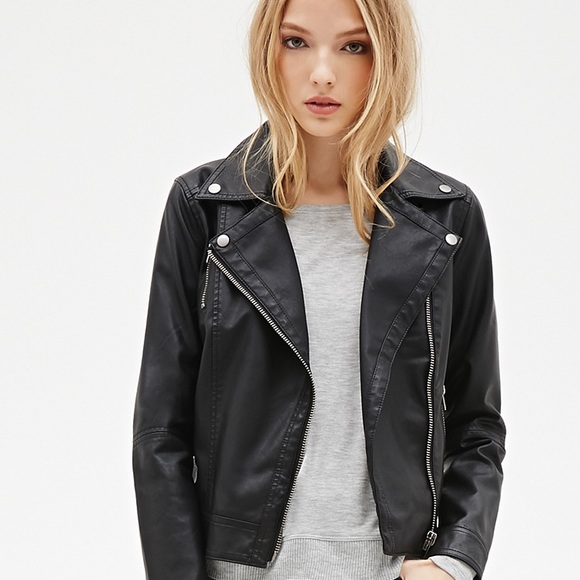 Black Faux Leather Jacket Size Small 